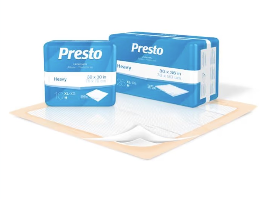 Presto Underpad Heavy Absorbent 30"x36", 10/Pack, 10Pack/Case